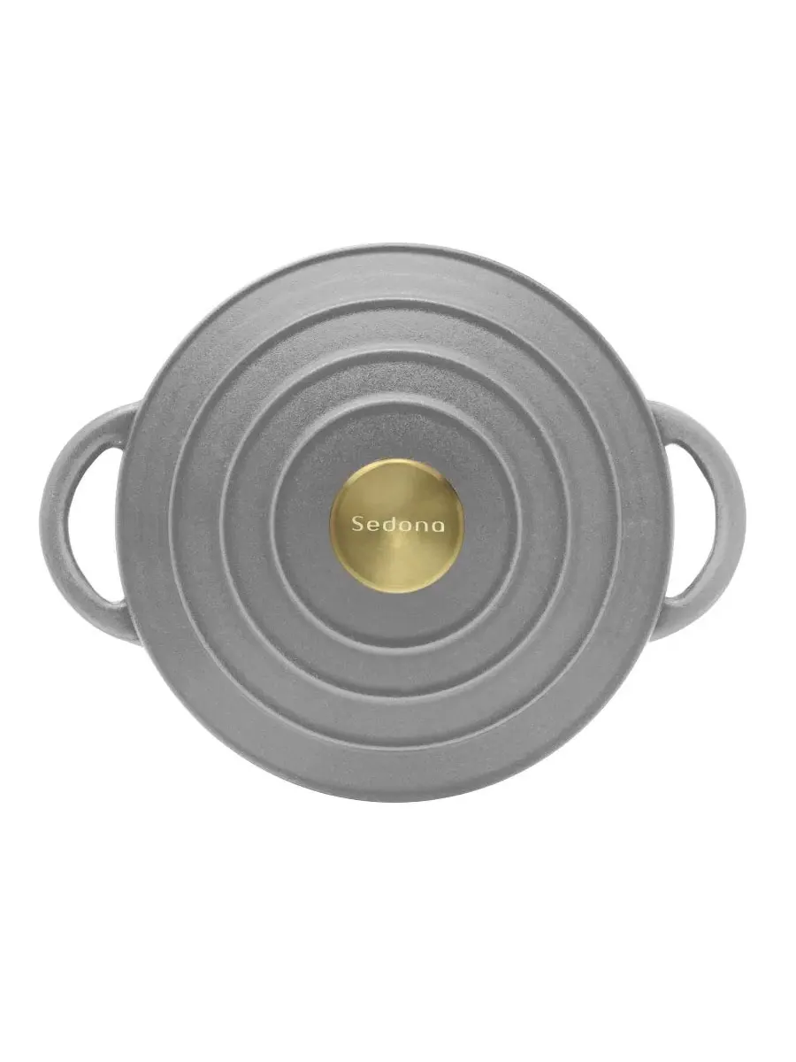 Эмалированная чугунная кастрюля-казан объемом 3 л с крышкой Sedona Kitchen — изображение 3 из 9, темно-серый