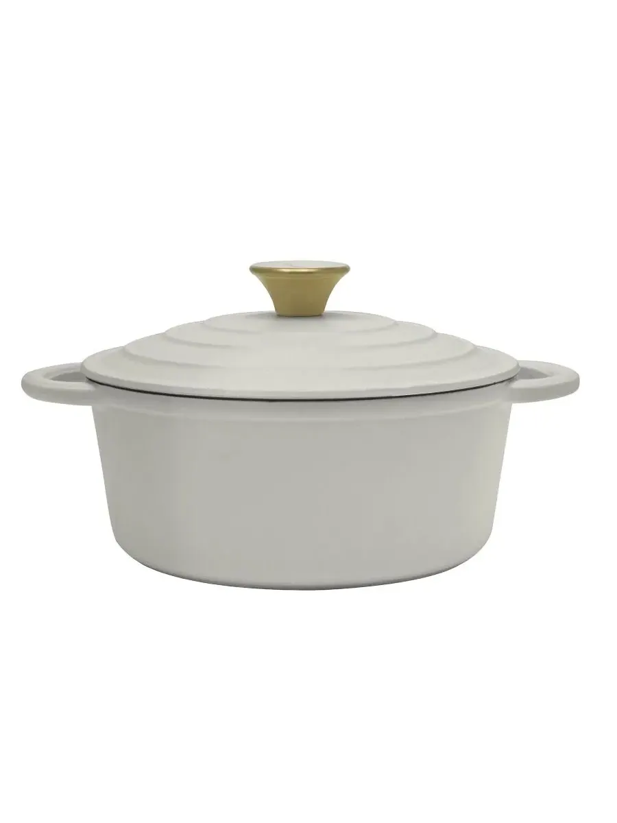 Эмалированная чугунная кастрюля-казан объемом 3 л с крышкой Sedona Kitchen — изображение 2 из 10, белый
