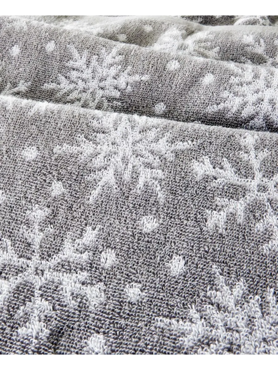Набор махровых полотенец для рук с жаккардовым узором, 40x64 см, Scattered Snowflakes SKL Home — изображение 2 из 5, серый