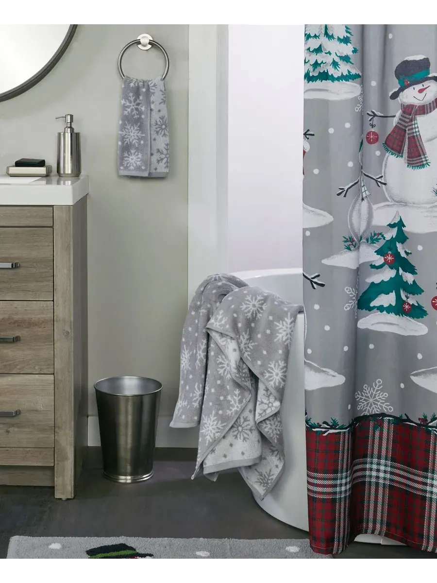 Набор махровых полотенец для рук с жаккардовым узором, 40x64 см, Scattered Snowflakes SKL Home — изображение 4 из 5, серый