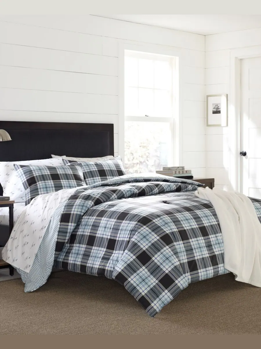 Комплект постельного белья Lewis Plaid Atlantic, размер King Eddie Bauer