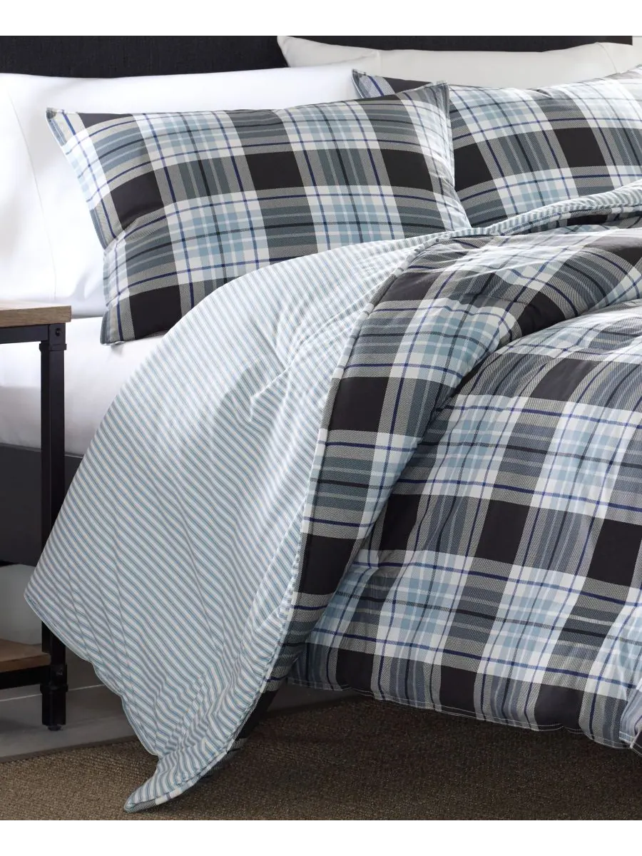Комплект постельного белья Lewis Plaid Atlantic, размер King Eddie Bauer — изображение 4 из 5, темно-синий