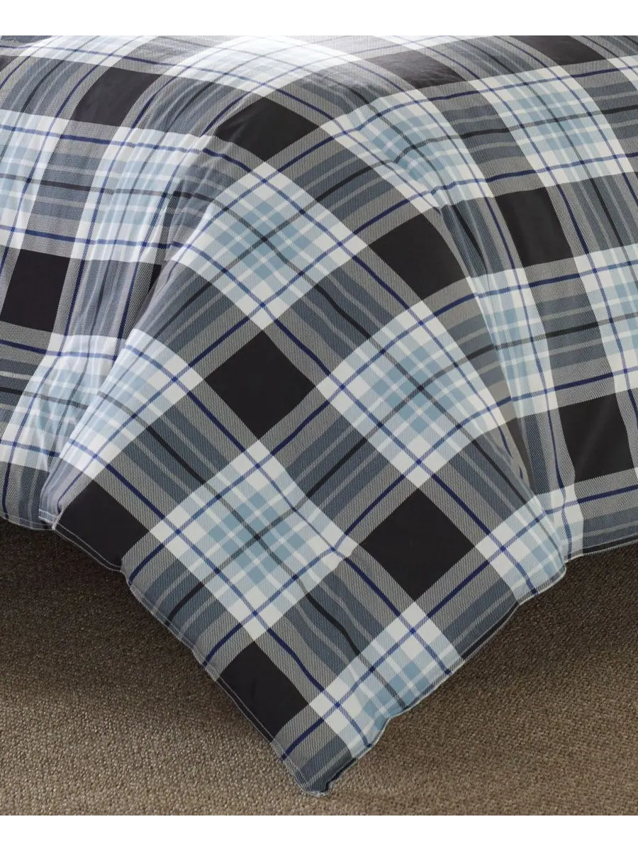 Комплект постельного белья Lewis Plaid Atlantic, размер King Eddie Bauer — изображение 5 из 5, темно-синий