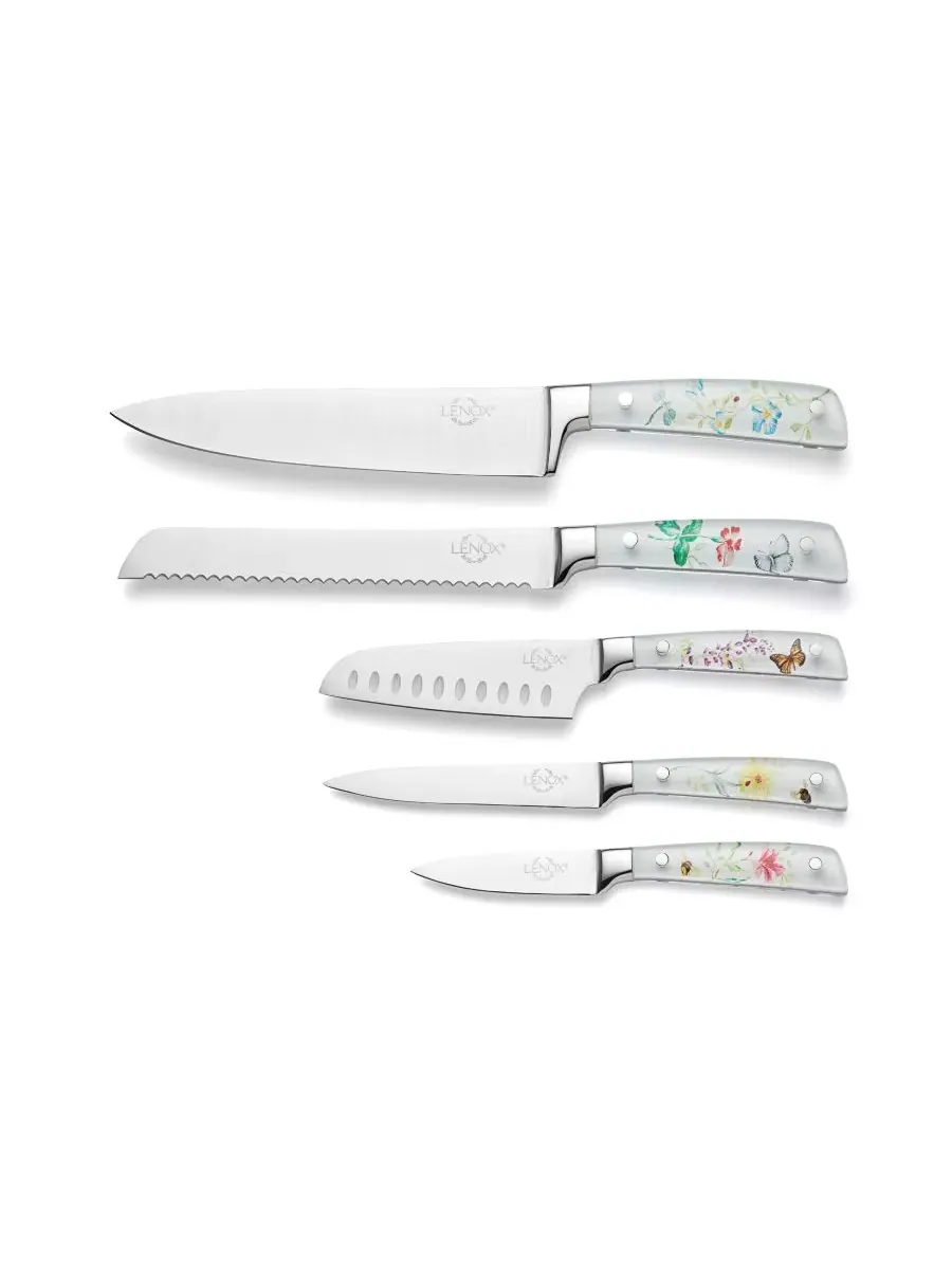 Набор из 6 ножей Butterfly Meadow с подставкой Lenox — изображение 2 из 4, белый