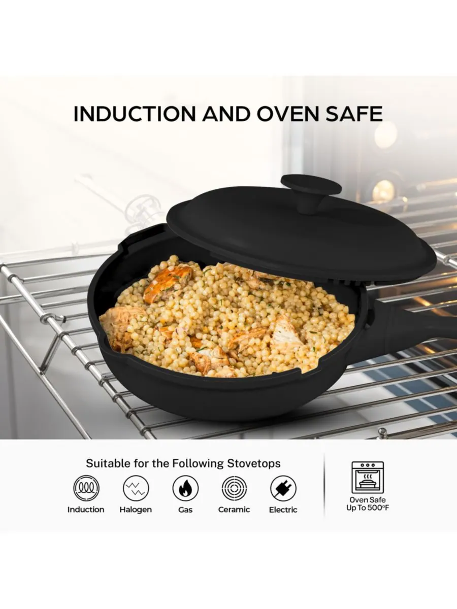 Керамическая сковорода Zuka объемом 1,25 кварты (4,8 л) с антипригарным покрытием — изображение 5 из 6, черный