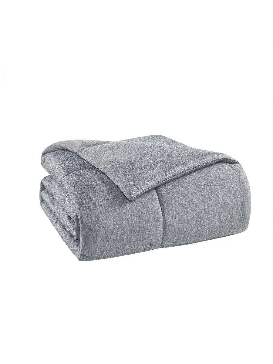 Удобное, прохладное, трикотажное одеяло большого размера с наполнителем, имитирующим пух, размер — изображение 2 из 10, серый