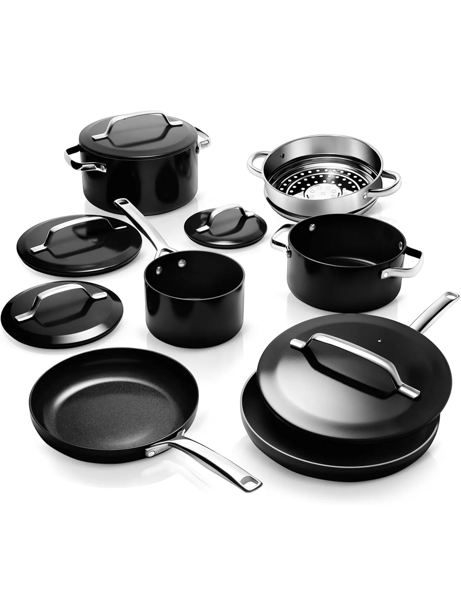 Набор кухонной посуды Gotham Steel Modern Ceramic Nonstick, 11 предметов — черный