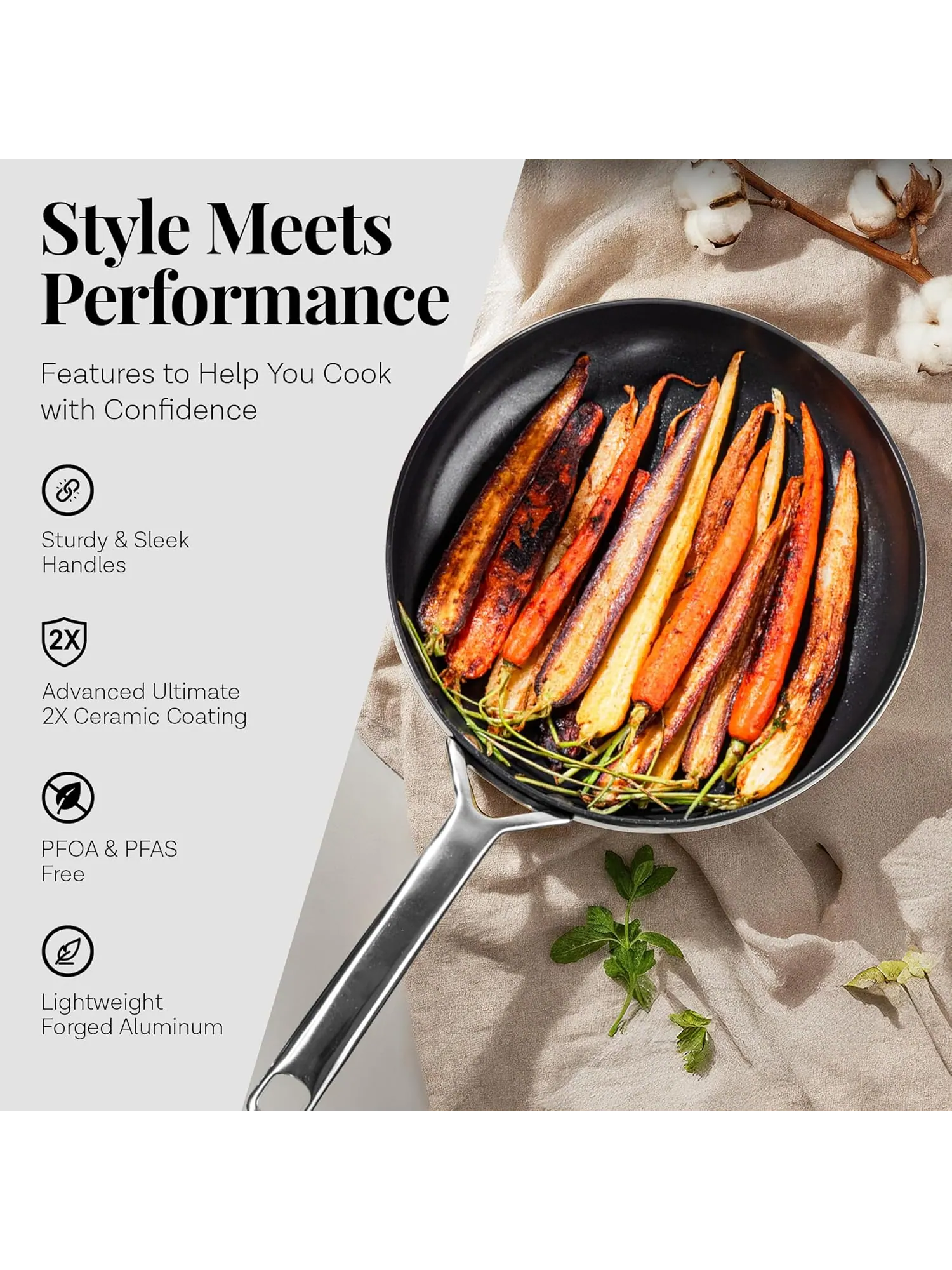 Набор кухонной посуды Gotham Steel Modern Ceramic Nonstick, 11 предметов — изображение 3 из 7, черный