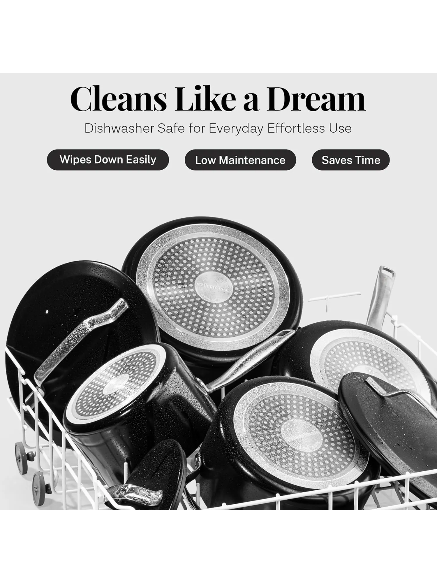 Набор кухонной посуды Gotham Steel Modern Ceramic Nonstick, 11 предметов — изображение 6 из 7, черный