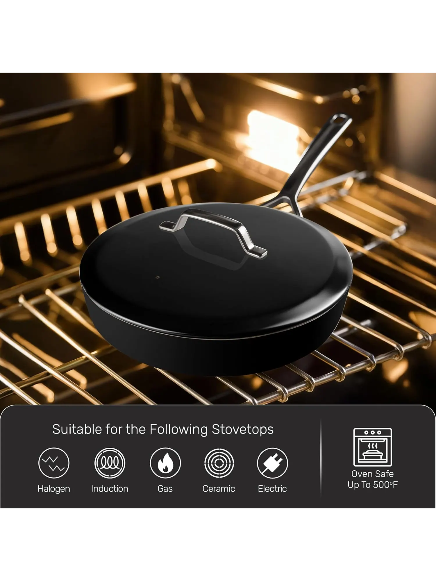 Набор кухонной посуды Gotham Steel Modern Ceramic Nonstick, 11 предметов — изображение 7 из 7, черный