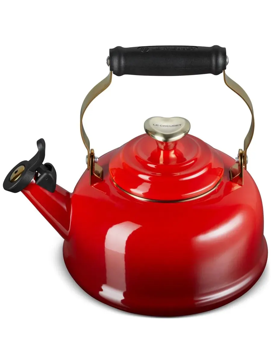Эмалированный стальной чайник с свистком, объемом 2 л Le Creuset — изображение 2 из 4, красный