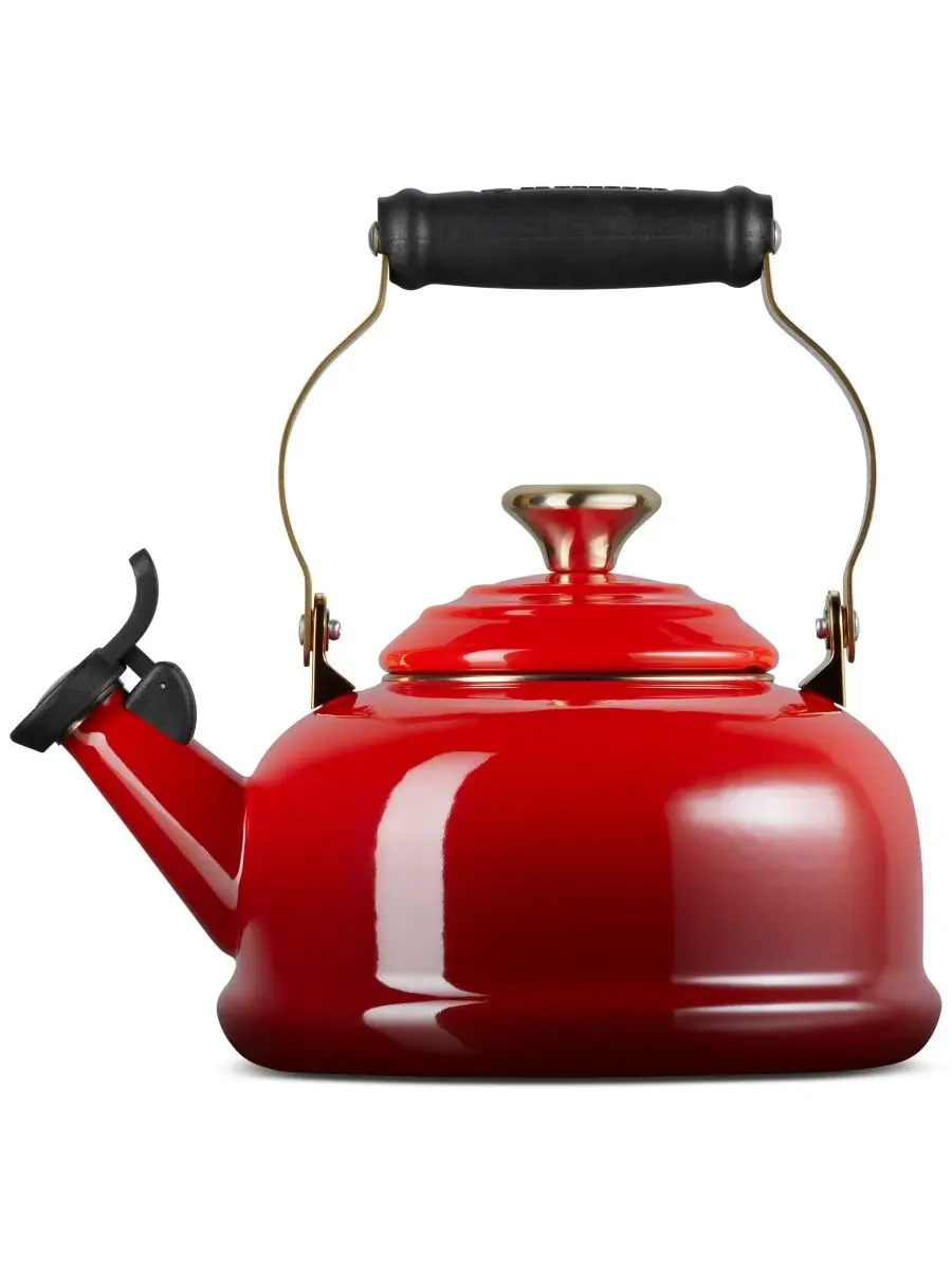 Эмалированный стальной чайник с свистком, объемом 2 л Le Creuset — изображение 3 из 4, красный