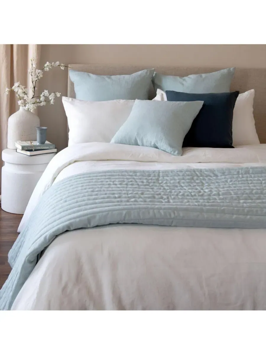 Стеганое одеяло из французского льна с наволочками, Twin/Twin XL Bokser Home, Wave — изображение 5 из 11