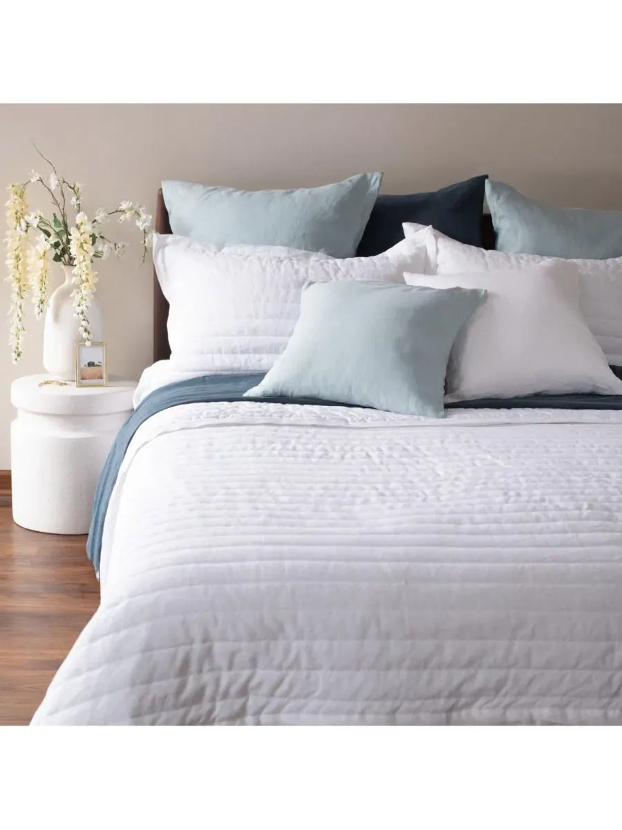 Стеганое одеяло из французского льна с наволочками, Twin/Twin XL Bokser Home — изображение 3 из 11, белый