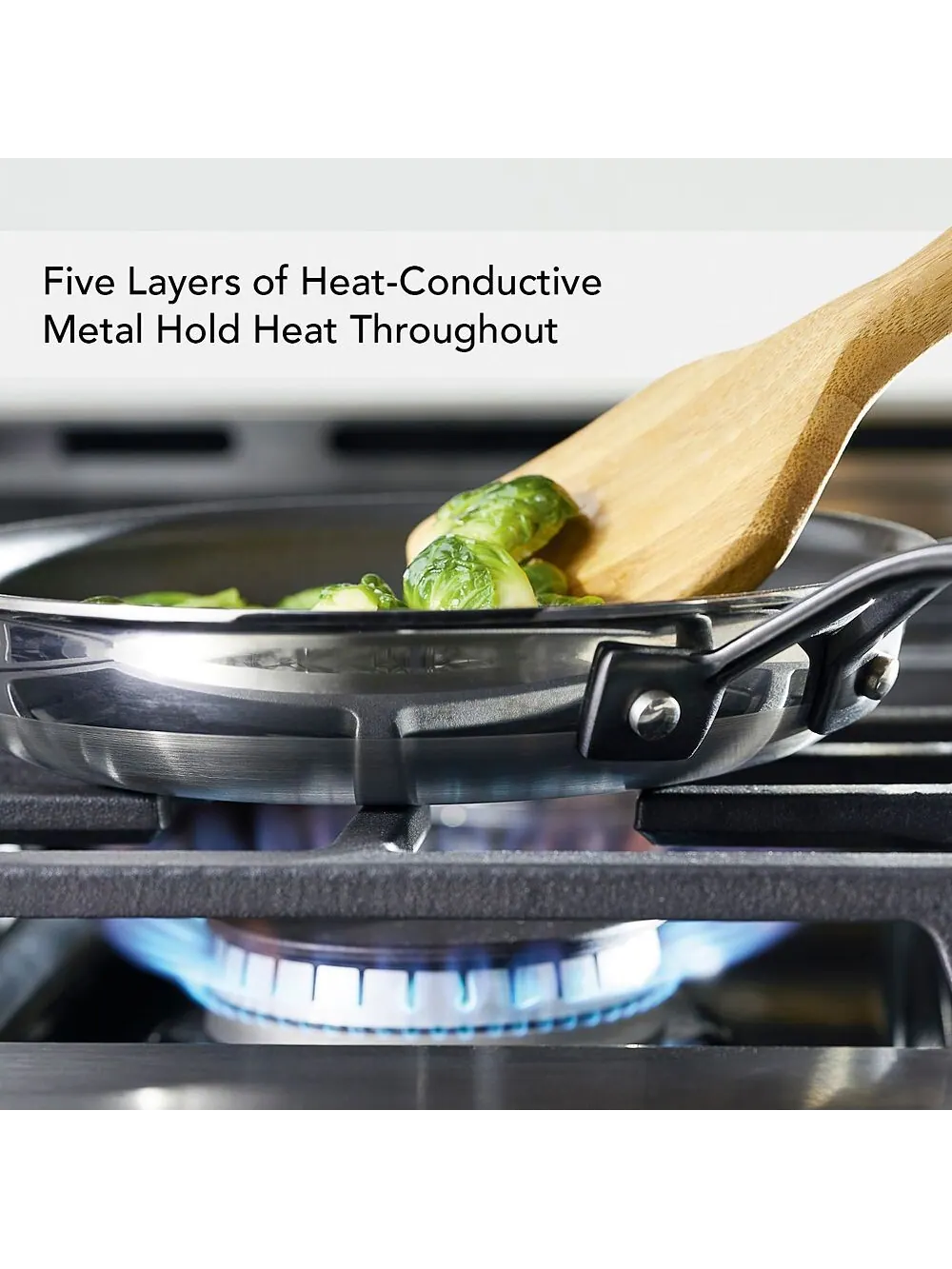 Сковорода KitchenAid 5-Ply Clad Stainless Steel Nonstick Induction, 21 см — изображение 6 из 8, серебряный