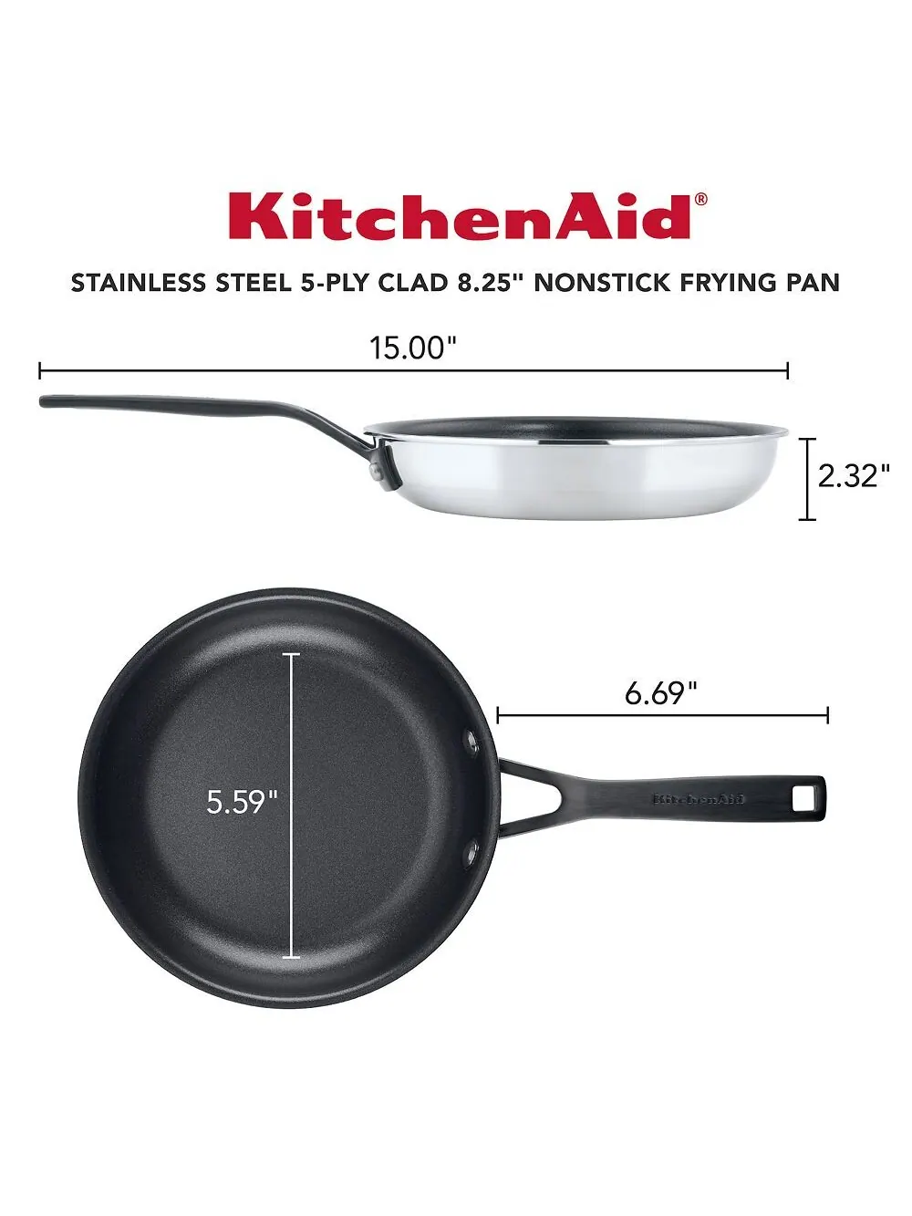 Сковорода KitchenAid 5-Ply Clad Stainless Steel Nonstick Induction, 21 см — изображение 8 из 8, серебряный