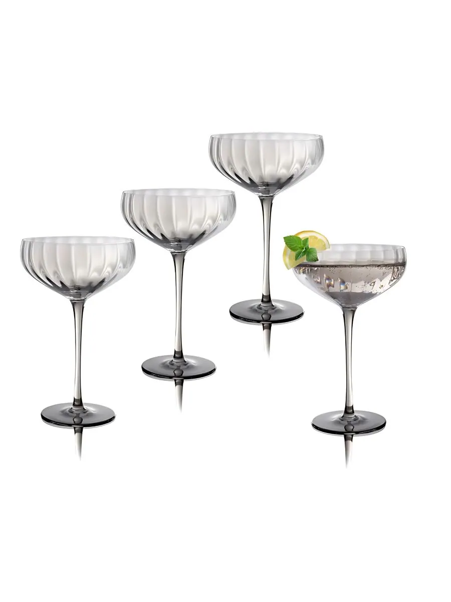 Современные бокалы для коктейлей, набор из 4 штук Qualia Glass — серый