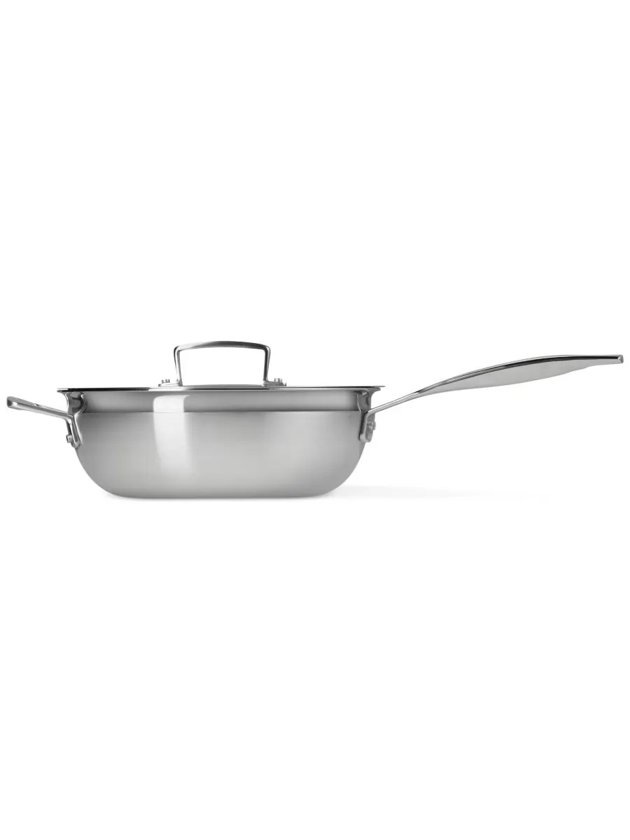 Le Creuset Классическая круглая сковорода для шеф-повара из нержавеющей стали, 3,5 кварты — изображение 2 из 6, серебристый