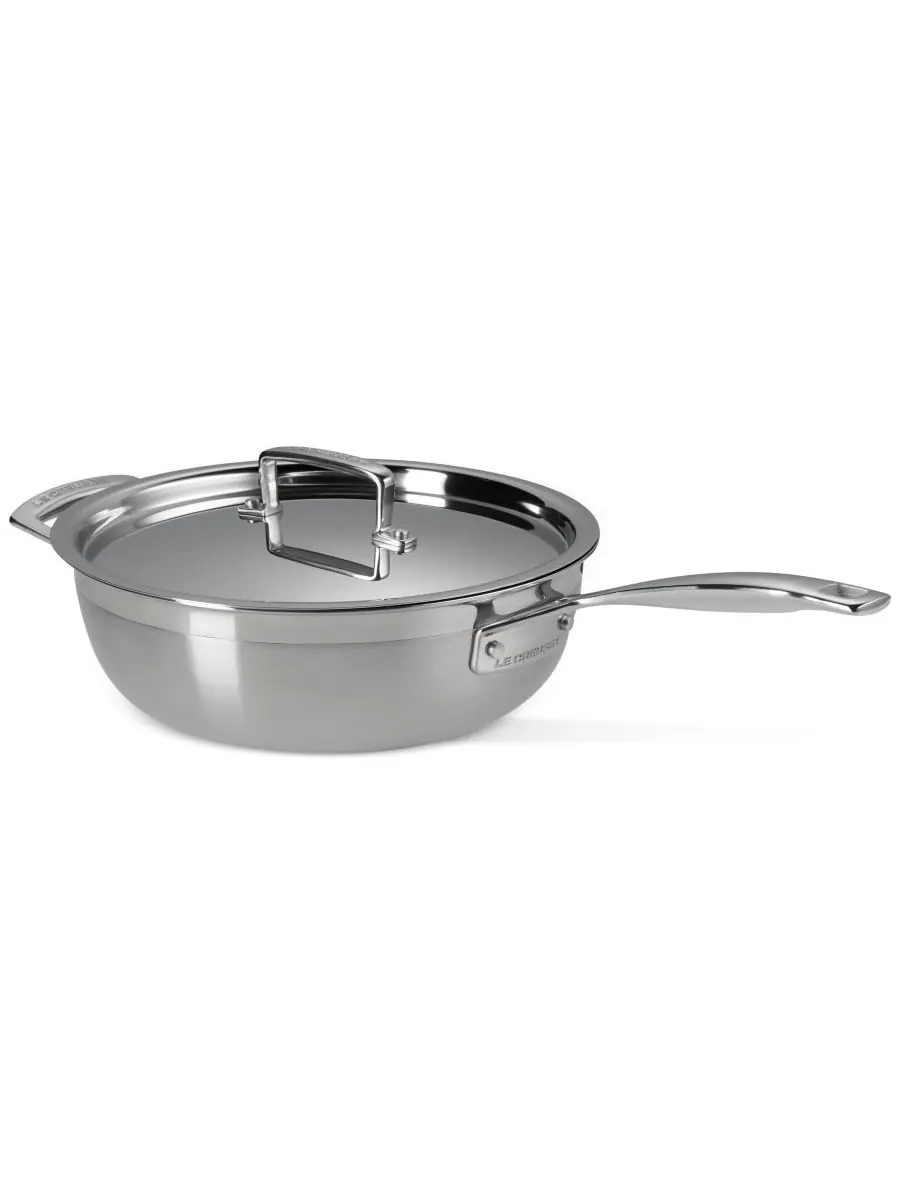 Le Creuset Классическая круглая сковорода для шеф-повара из нержавеющей стали, 3,5 кварты — изображение 3 из 6, серебристый