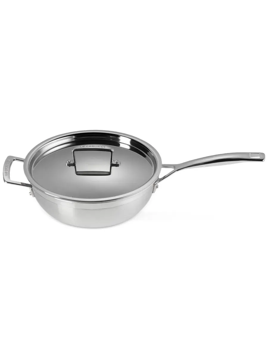 Le Creuset Классическая круглая сковорода для шеф-повара из нержавеющей стали, 3,5 кварты — изображение 4 из 6, серебристый
