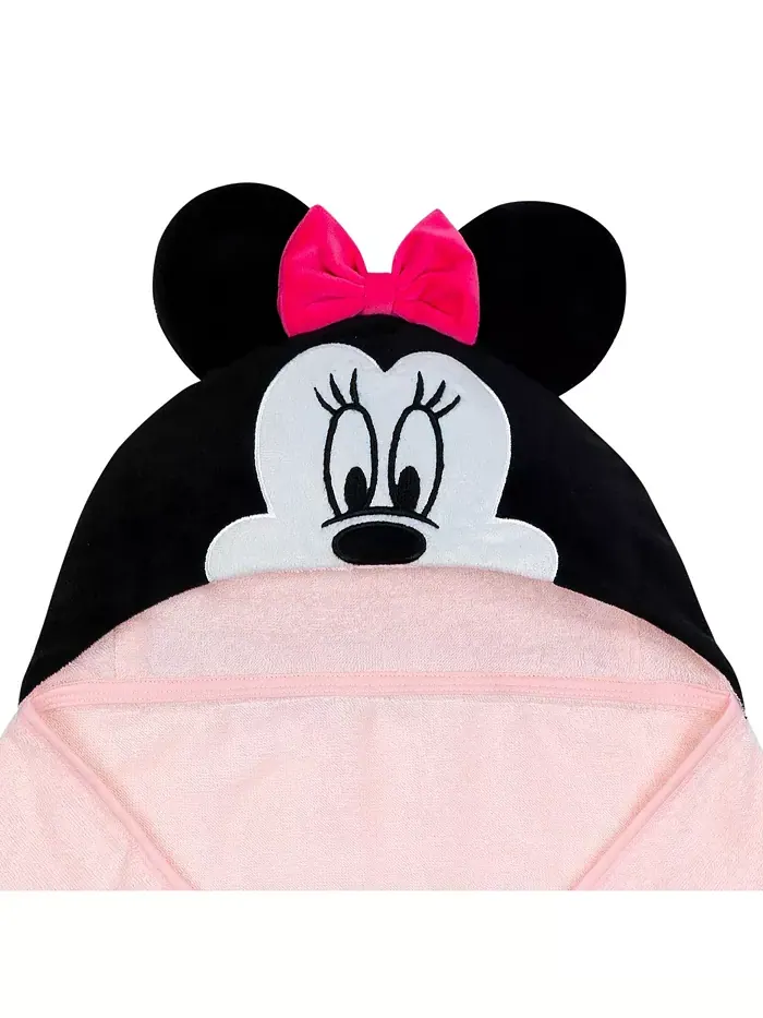 Детское банное полотенце с капюшоном Lambs & Ivy Disney Baby Minnie Mouse хлопковое — изображение 2 из 5, розовый