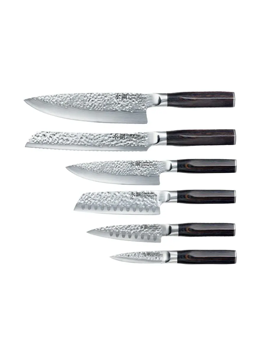 Набор ножей Damashiro Emperor Makoto из 7 предметов с подставкой Cuisine::Pro — изображение 6 из 8, серебряный