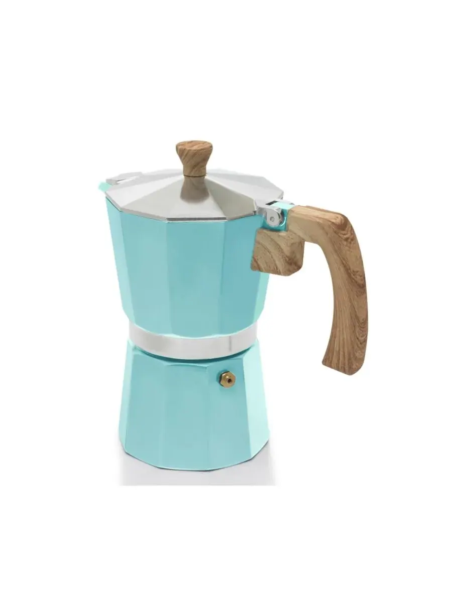 Алюминиевая кофеварка для эспрессо на 3 чашки Sedona Kitchen — изображение 3 из 5, бирюзовый