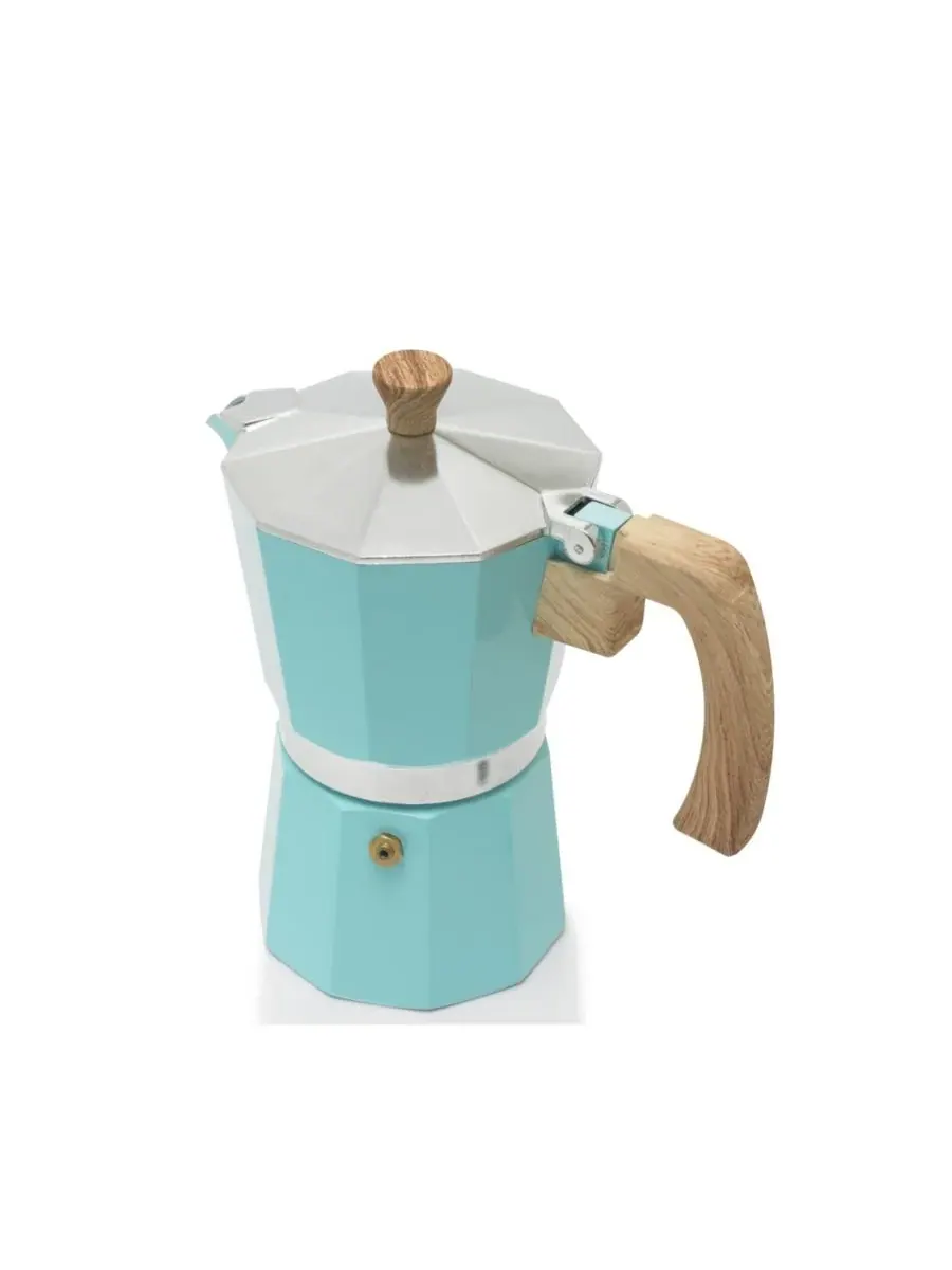 Алюминиевая кофеварка для эспрессо на 3 чашки Sedona Kitchen — изображение 4 из 5, бирюзовый