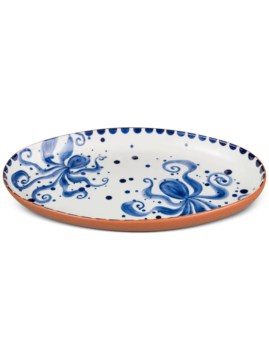 Овальное блюдо «Коста Азул» с осьминогами Euro Ceramica — белый