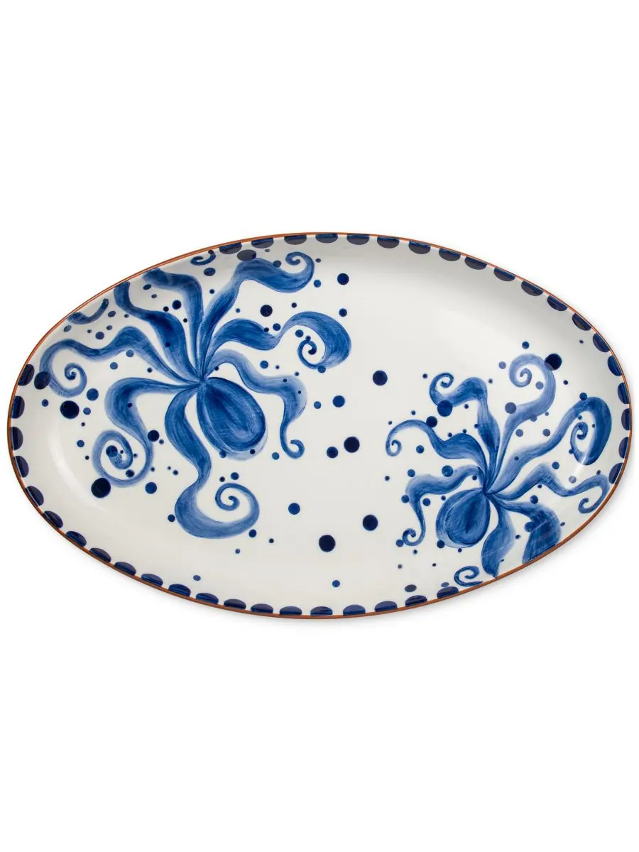 Овальное блюдо «Коста Азул» с осьминогами Euro Ceramica — изображение 2 из 3, синий белый