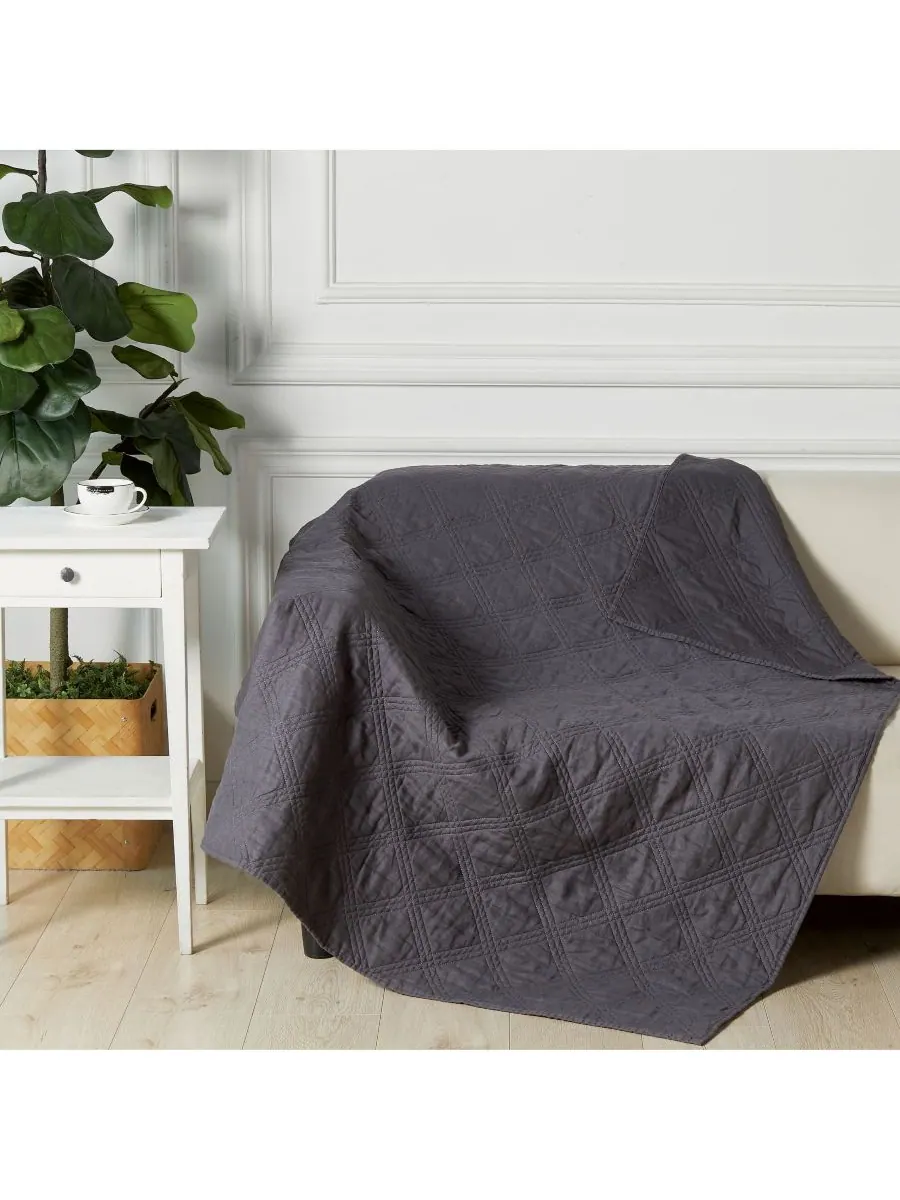 Двустороннее стеганое покрывало из стираного льна, 50 x 60 дюймов Levtex