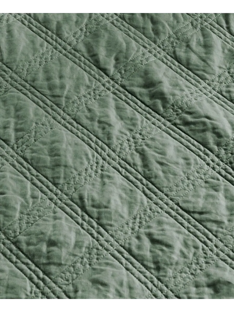 Двустороннее стеганое покрывало из стираного льна, 50 x 60 дюймов Levtex — изображение 8 из 8, белый