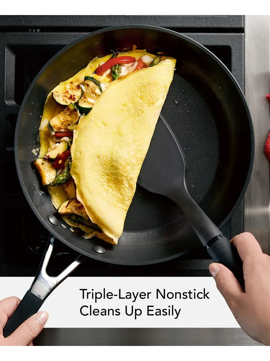 Набор сковород KitchenAid Hard-Anodized Induction Nonstick, 2 предмета, 20/25 см — изображение 8 из 10, черный