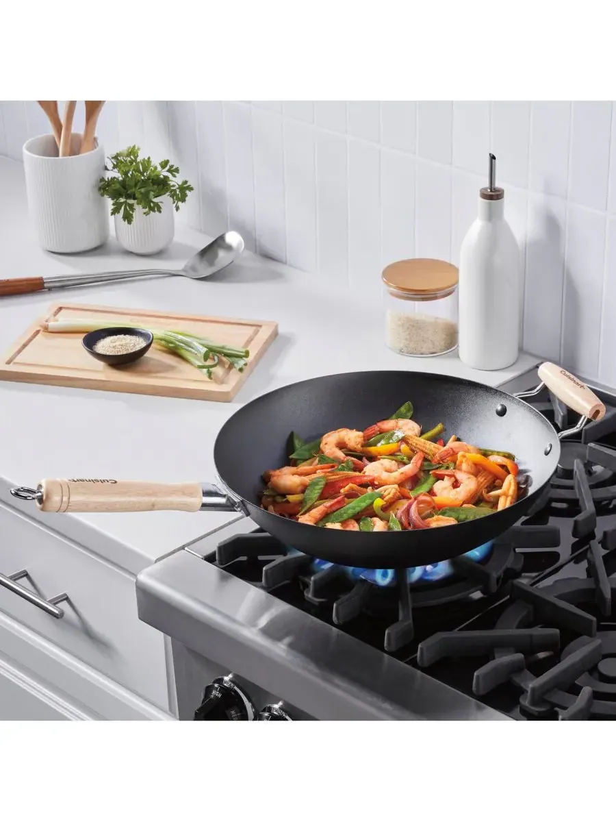 Вок из углеродистой стали 36 см с дополнительной ручкой Cuisinart — изображение 3 из 6, черный