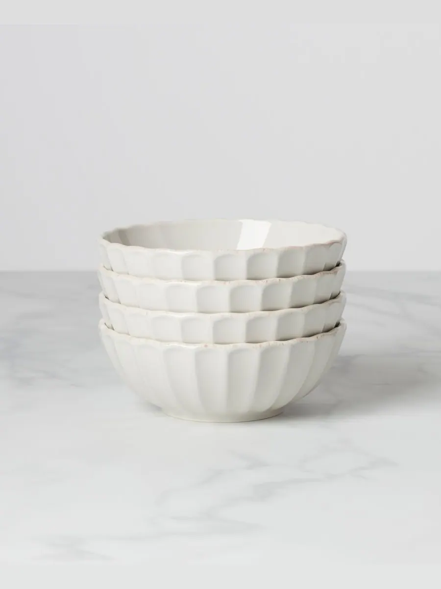 Набор из 4 французских мисок Perle Scallop Lenox — изображение 2 из 7, белый
