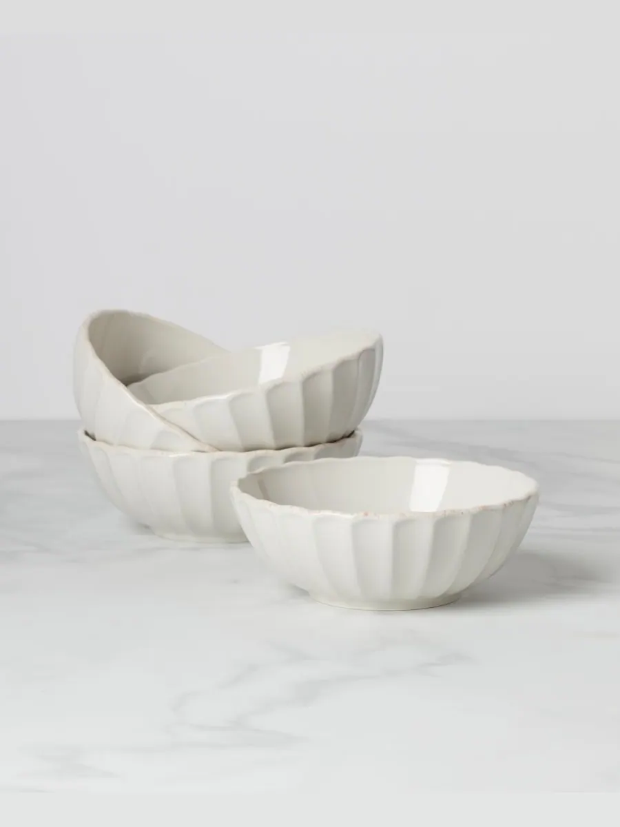 Набор из 4 французских мисок Perle Scallop Lenox — изображение 3 из 7, белый