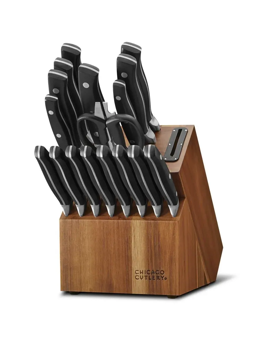 Набор ножей Insignia Classic из 18 предметов с подставкой и встроенной точилкой Chicago Cutlery — черный