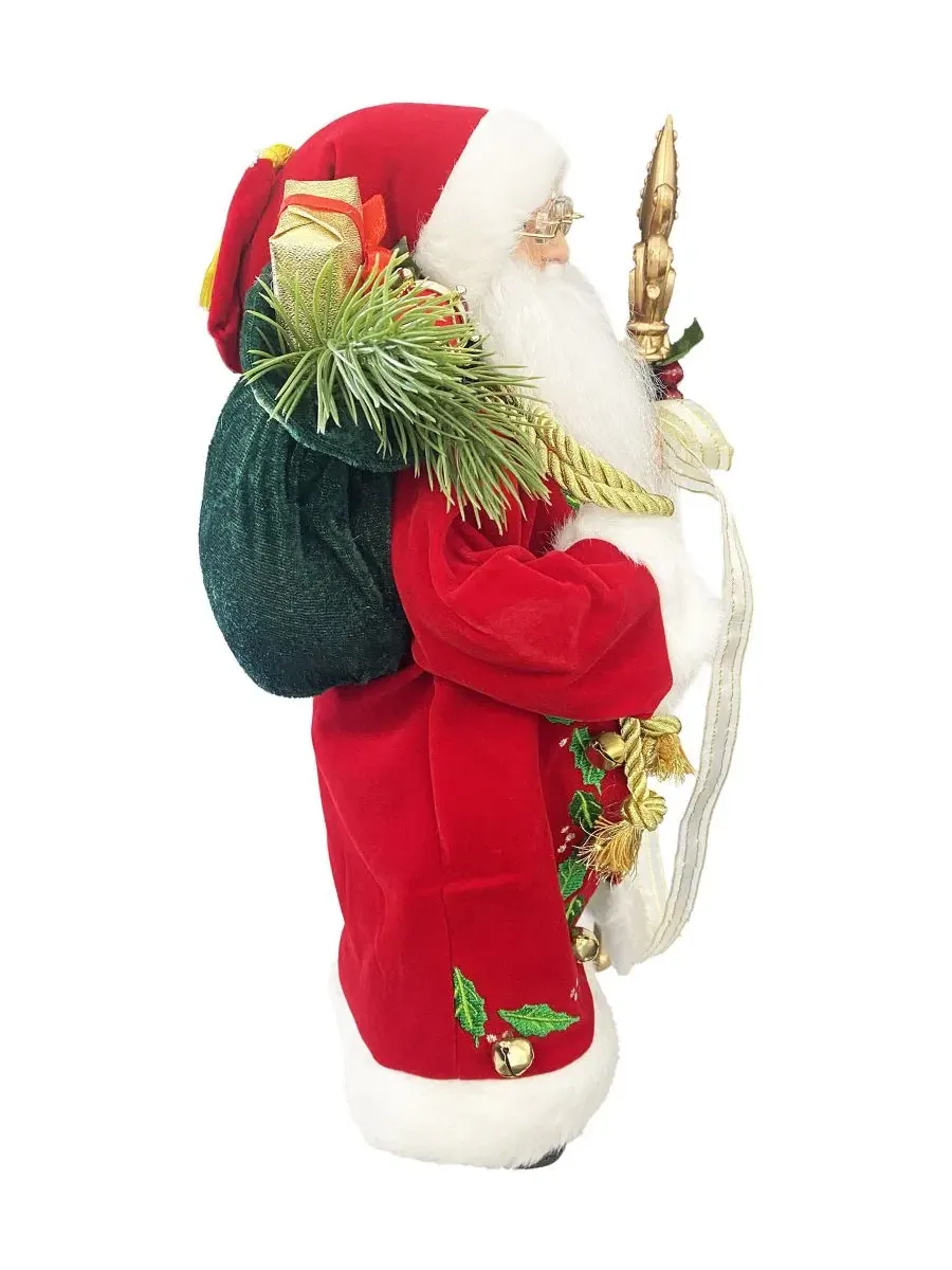Фигурка Санта-Клауса с посохом и подарками, 38 см Santa's Workshop — изображение 3 из 3, красный