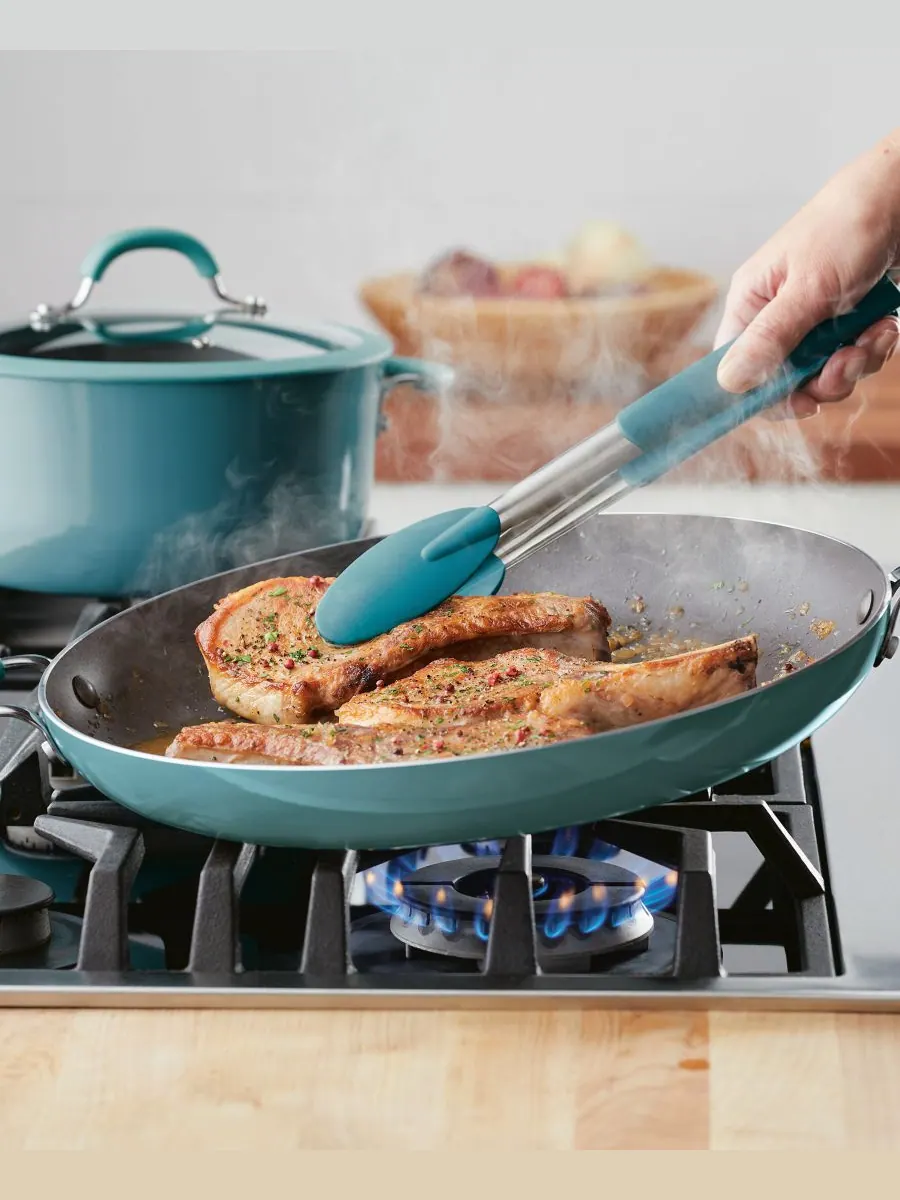 Алюминиевая сковорода с антипригарным покрытием Cook + Create, 14 дюймов Rachael Ray — изображение 5 из 9, синий