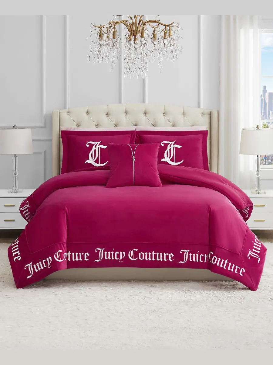 Двустороннее бархатное одеяло, размер Twin/Twin XL Juicy Couture — изображение 4 из 4, розовый