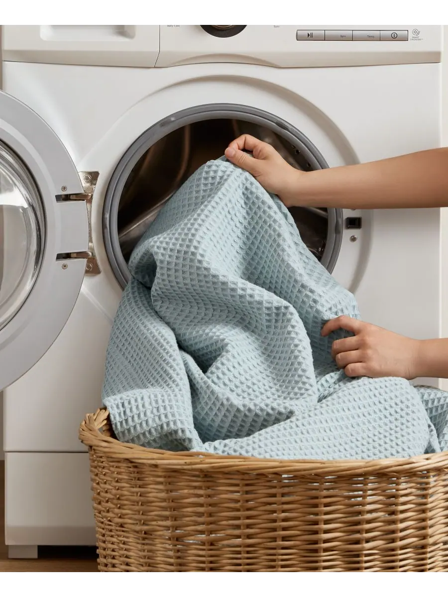 Хлопковое одеяло с вафельным плетением, размер Twin Madison Park — изображение 10 из 10, голубой