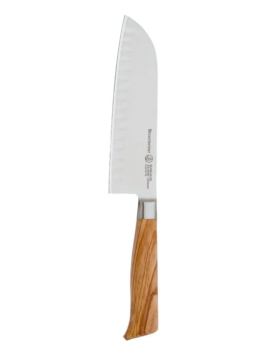 Нож Oliva Elite Kullenschliff Santoku / 18 см Messermeister — серебристый