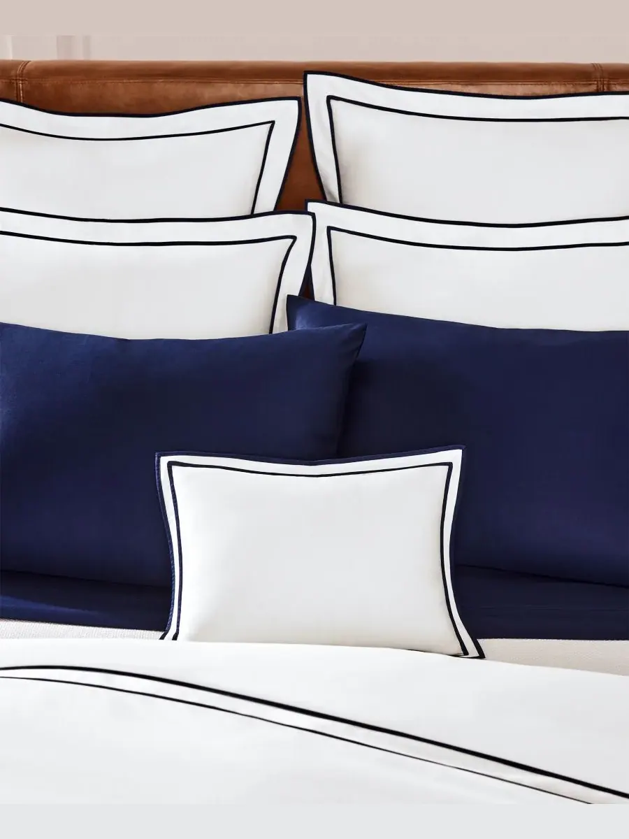 Пододеяльник Spencer из сатина с каймой, King Lauren Ralph Lauren — изображение 4 из 5, белый темно-синий