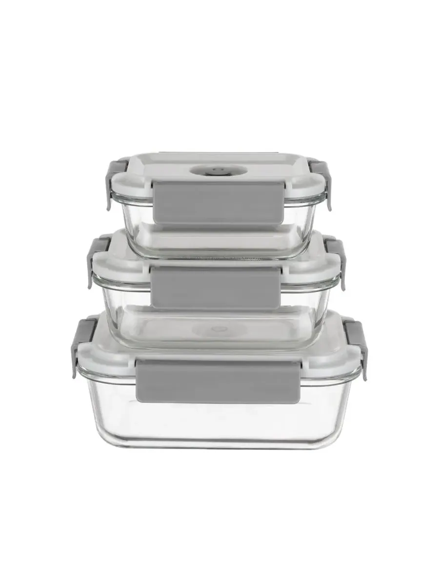 Набор для вакуумной упаковки Geni-fresh в стеклянный контейнер с ручным насосом Genicook — серый