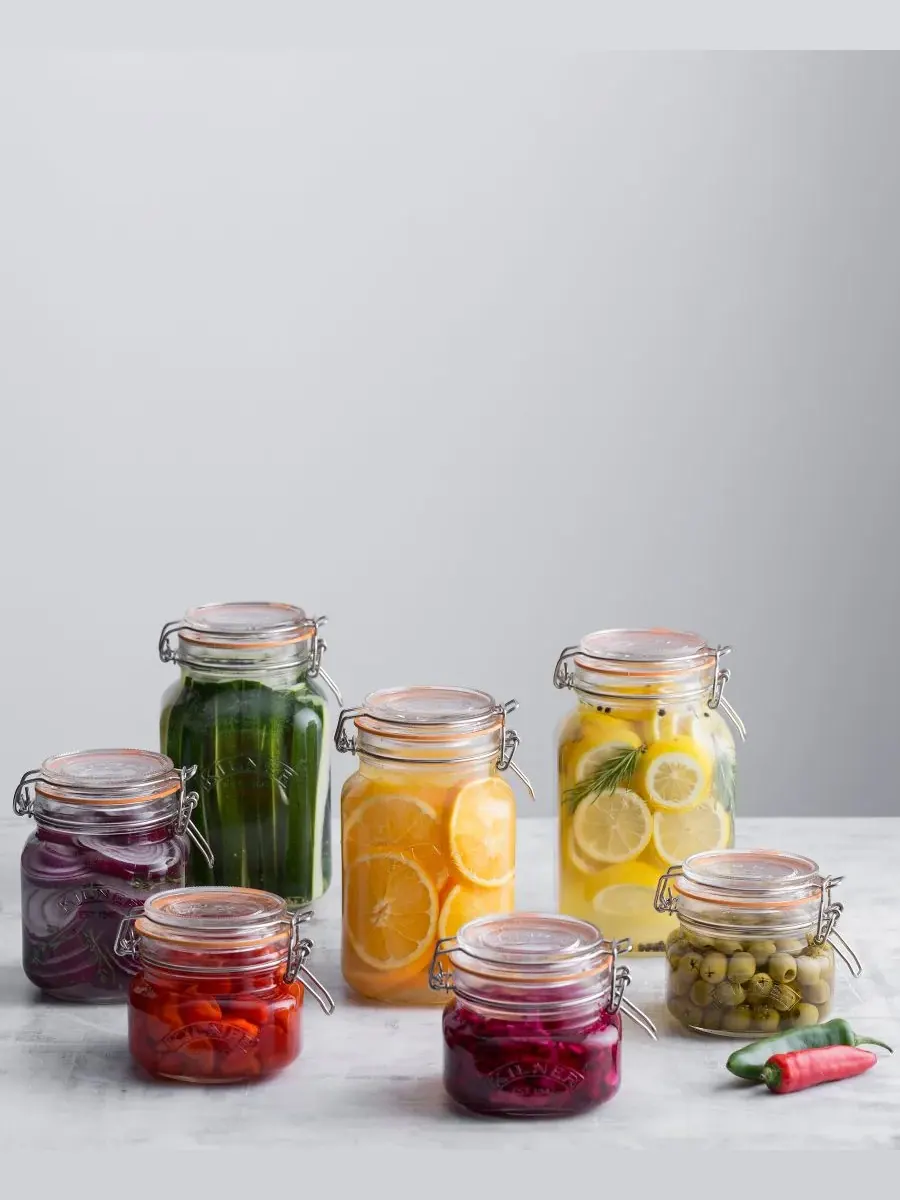Набор из 4 квадратных банок с защелкивающейся крышкой, 1,5 л (1 л) Kilner — изображение 3 из 3, прозрачный