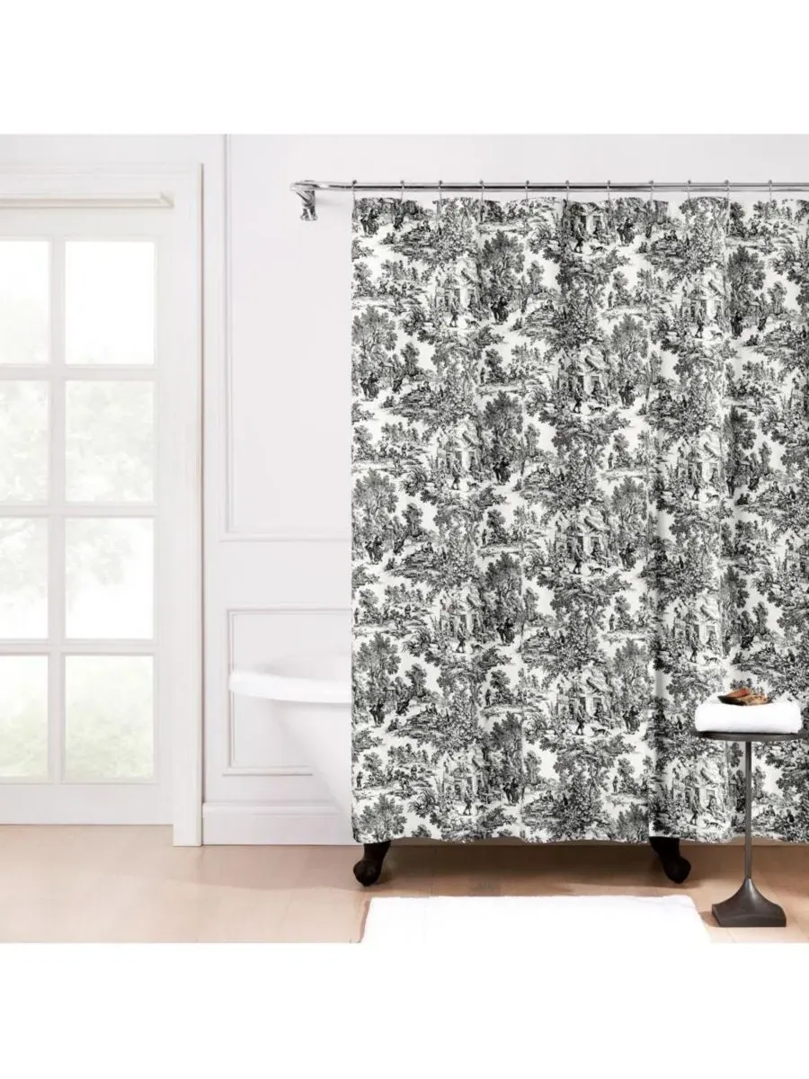 Шторка для ванной Victoria Park Toile с принтом Ellis Curtain — черный