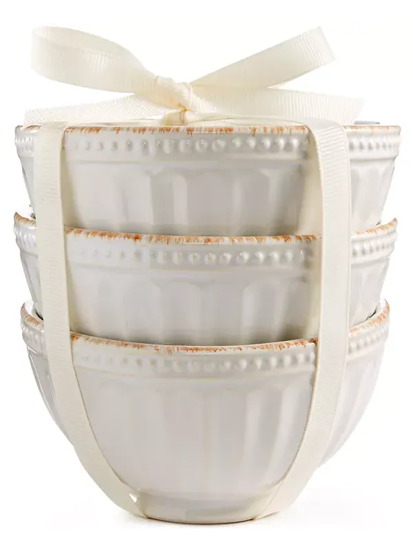 Мини-Миски French Perle Groove, набор из 3 шт. Lenox — изображение 2 из 3, белый