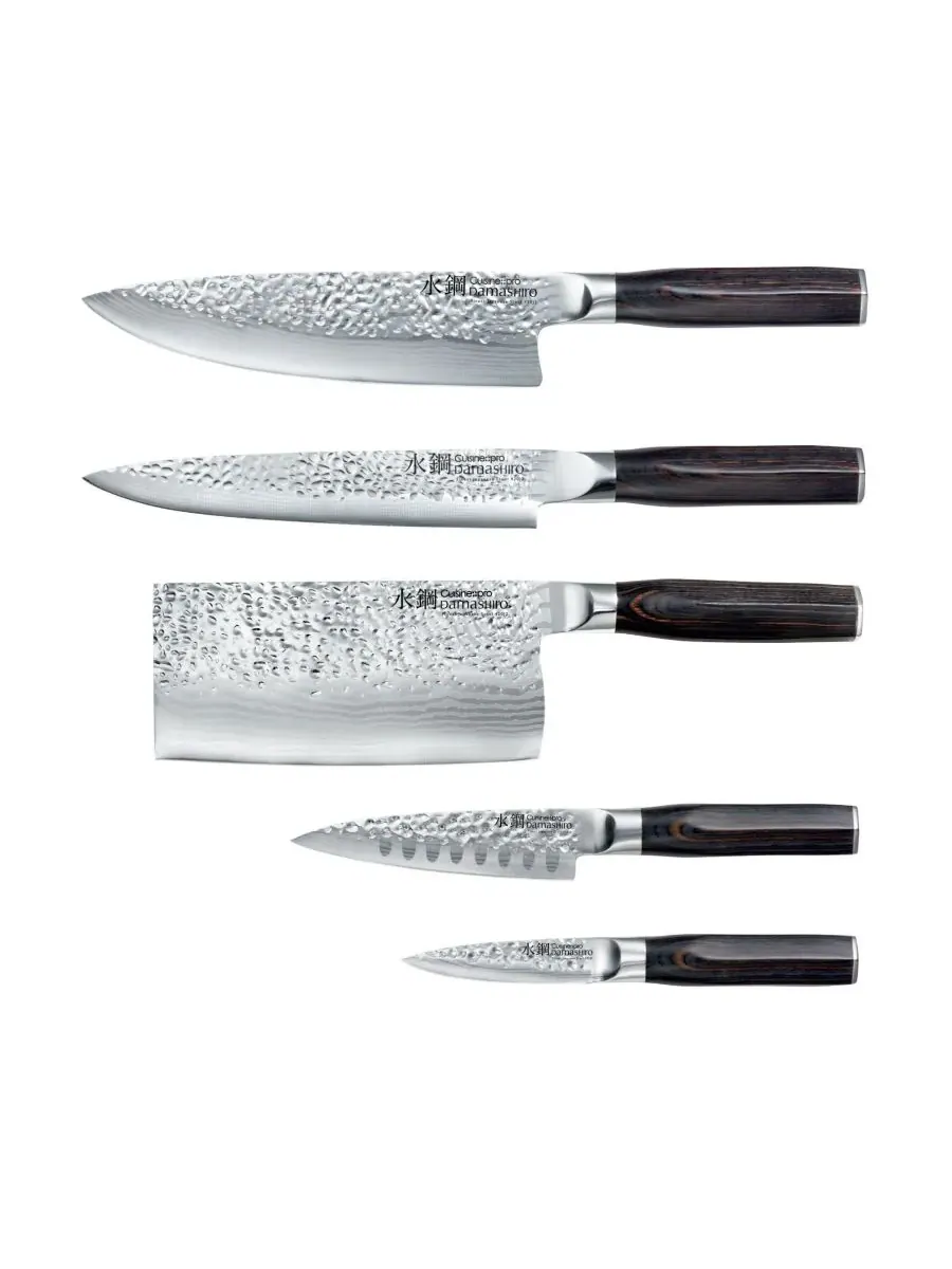 Набор из 7 ножей Damashiro Emperor Hikari Steel с подставкой из стали Cuisine::Pro, серебро/дерево — изображение 2 из 4
