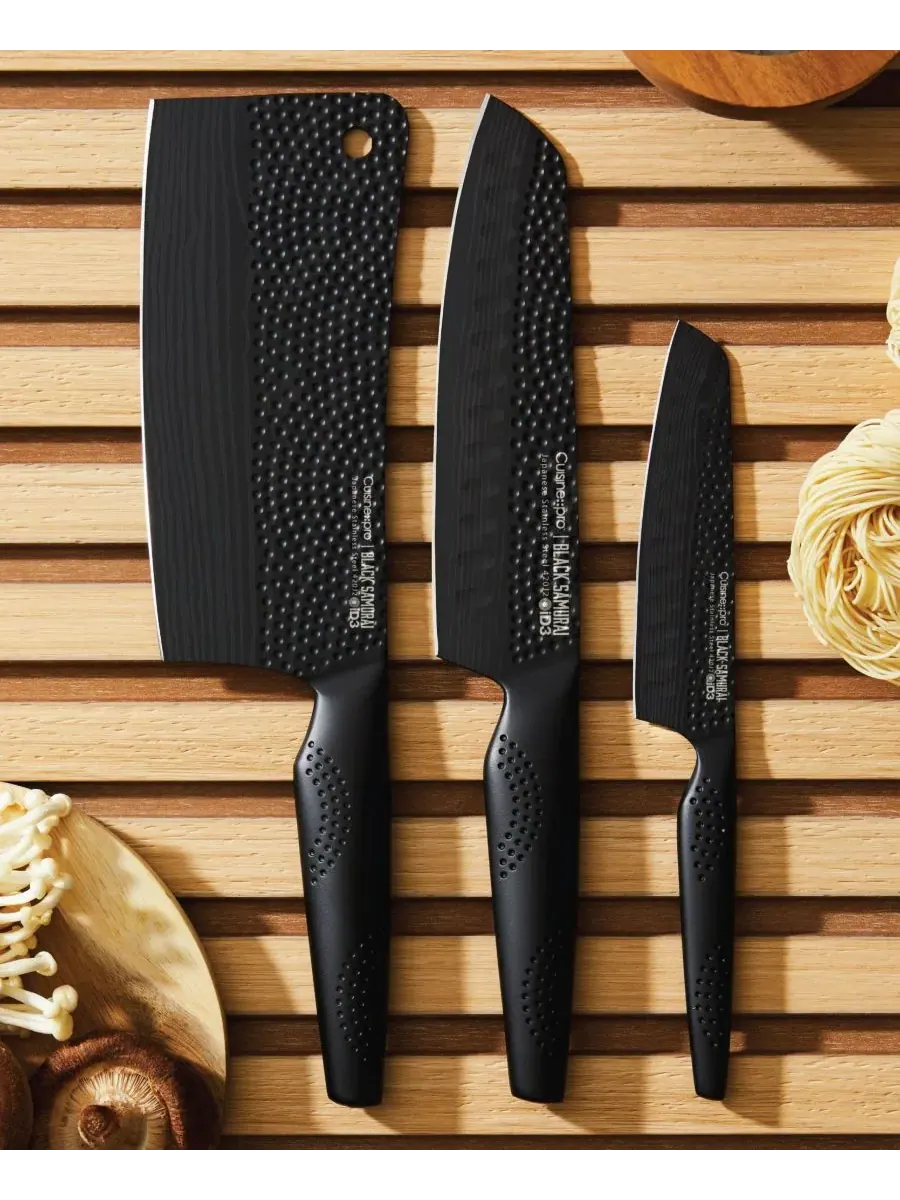 Набор из 3 ножей iD3 BLACK SAMURAI Ultimate Steel Cuisine::Pro — изображение 2 из 2, черный