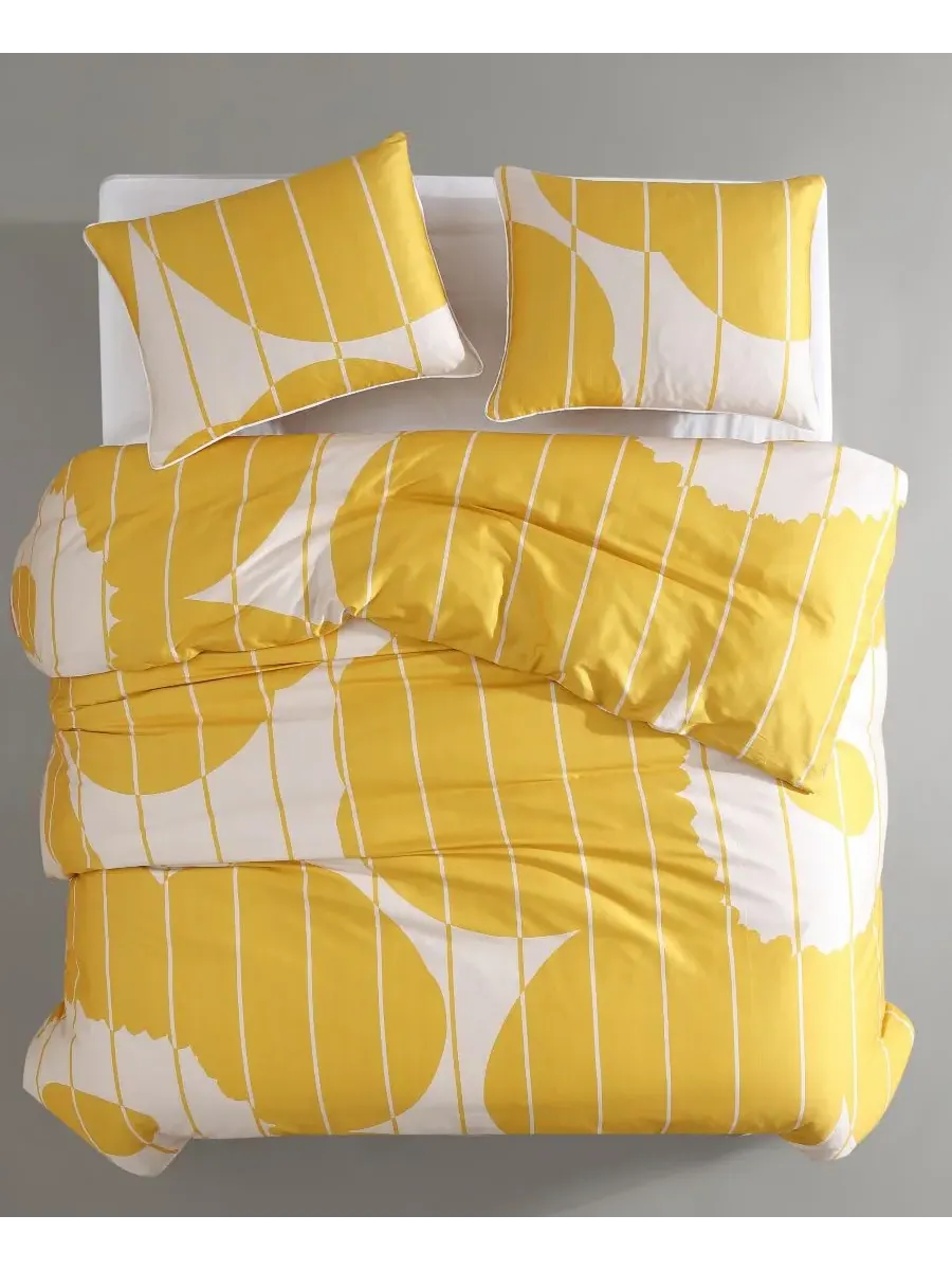 Vesi Unikko Хлопковый сатин 3 шт. Комплект пододеяльников, полный/размер Queen Marimekko — изображение 9 из 10, желтый